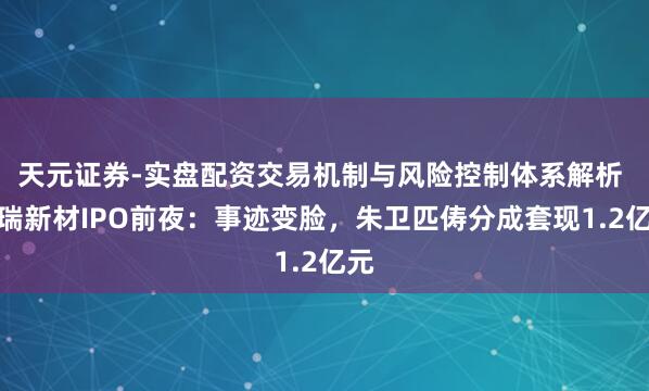天元证券-实盘配资交易机制与风险控制体系解析 康瑞新材IPO前夜：事迹变脸，朱卫匹俦分成套现1.2亿元