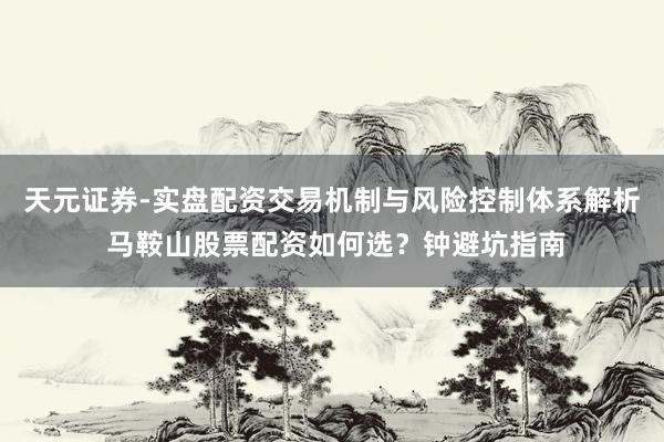 天元证券-实盘配资交易机制与风险控制体系解析 马鞍山股票配资如何选？钟避坑指南