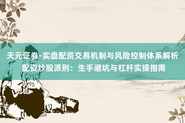 天元证券-实盘配资交易机制与风险控制体系解析 配资炒股派别：生手避坑与杠杆实操指南