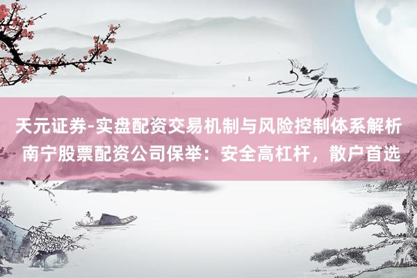天元证券-实盘配资交易机制与风险控制体系解析 南宁股票配资公司保举：安全高杠杆，散户首选