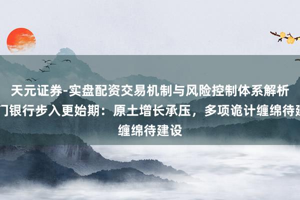 天元证券-实盘配资交易机制与风险控制体系解析 厦门银行步入更始期：原土增长承压，多项诡计缠绵待建设