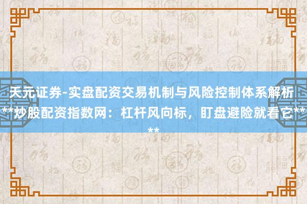 天元证券-实盘配资交易机制与风险控制体系解析 **炒股配资指数网：杠杆风向标，盯盘避险就看它**