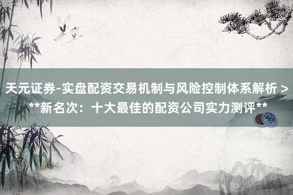 天元证券-实盘配资交易机制与风险控制体系解析 > **新名次：十大最佳的配资公司实力测评**
