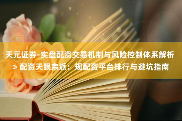 天元证券-实盘配资交易机制与风险控制体系解析 > 配资天眼宗派：规配资平台排行与避坑指南